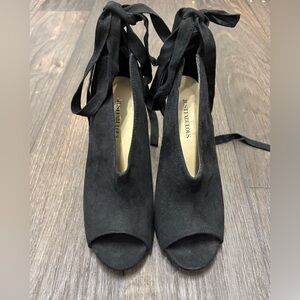 JustFab Amalia Black Lace-Up Heels Size 8.5